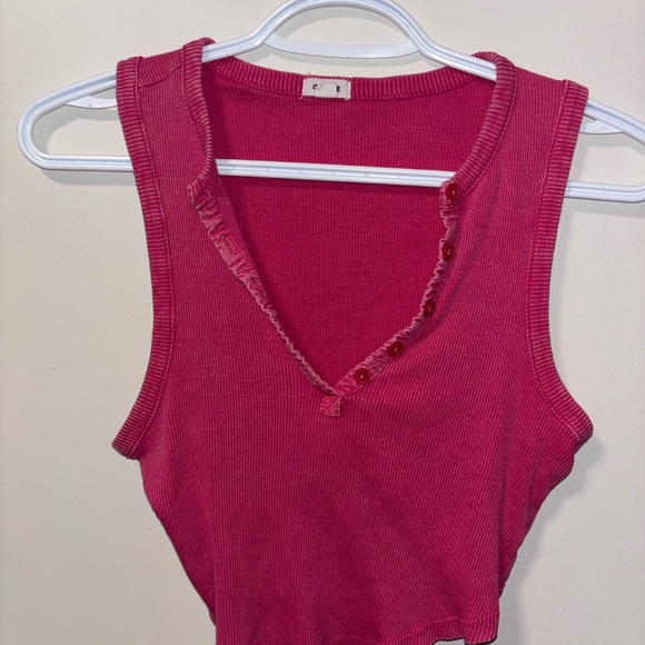 Garage Pink Ribbed Tank Top - Size Xs - Picture 1 of 2
